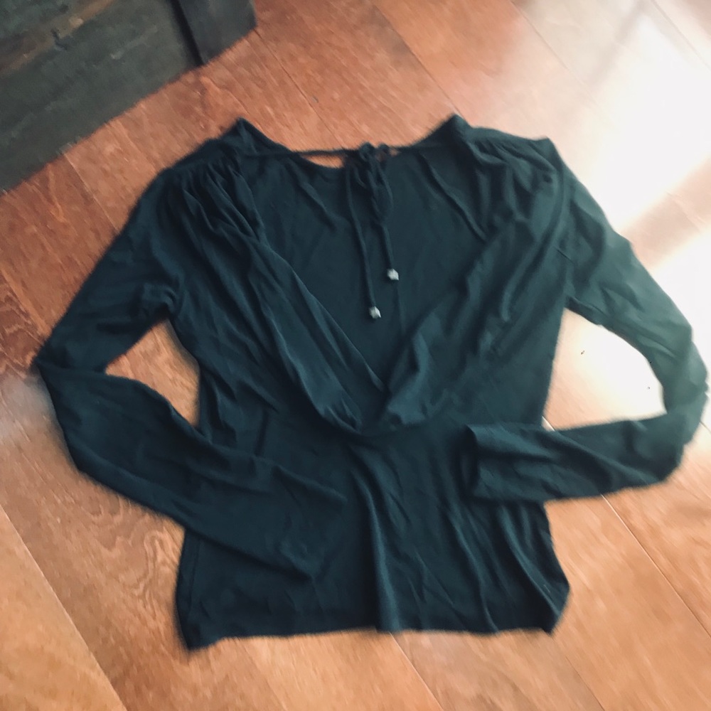 Long sleeve rayon poly elastic drop back